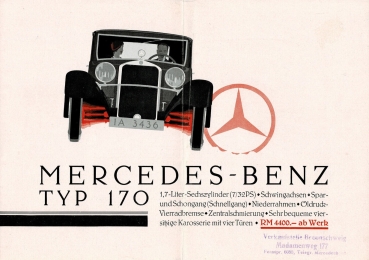 Mercedes-Benz 170 Sixcylinder 7/32 PS Modelprogram 1931 Carbrochure (4656)